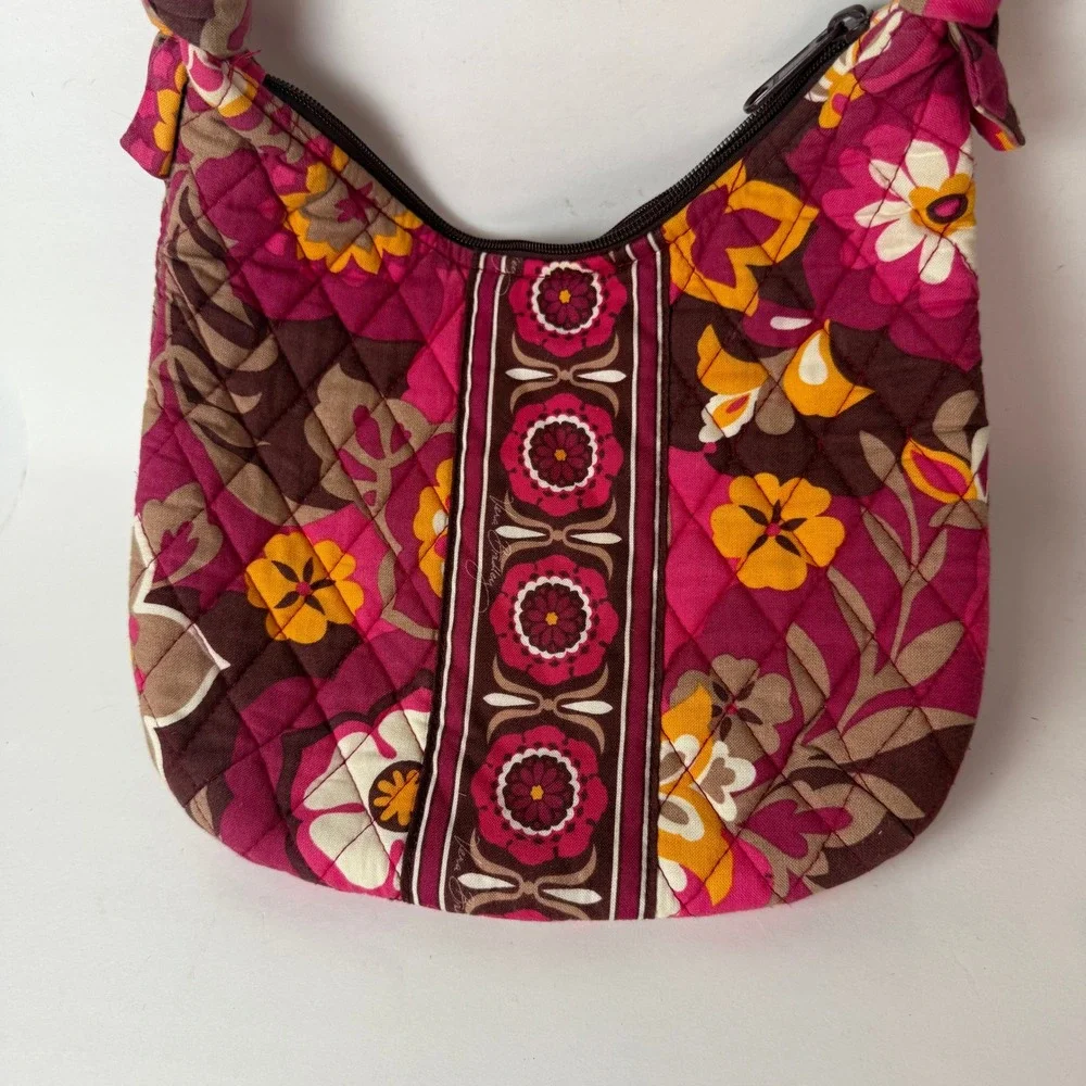 Vera Bradley Olivia Carnaby Shoulder Bag Quilted Floral Pink Brown Retired Hobo